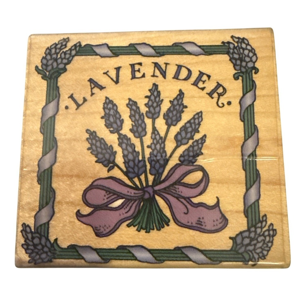 Hero Arts E1024 Lavender Square Wood Mounted Rubber Stamp Vintage 1996